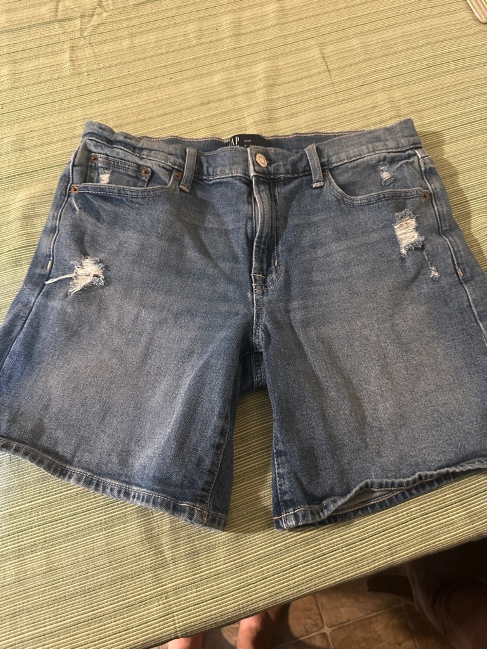GAP Distressed Medium Blue Denim Jean Shorts